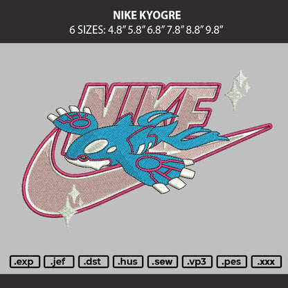 Nike Kyogre Embroidery Machine Design File 6 sizes
