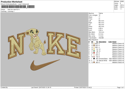 Nik Lion Nala Embroidery File 6 sizes