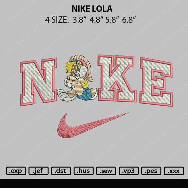 Nike Lola V2 Embroidery File 4 size