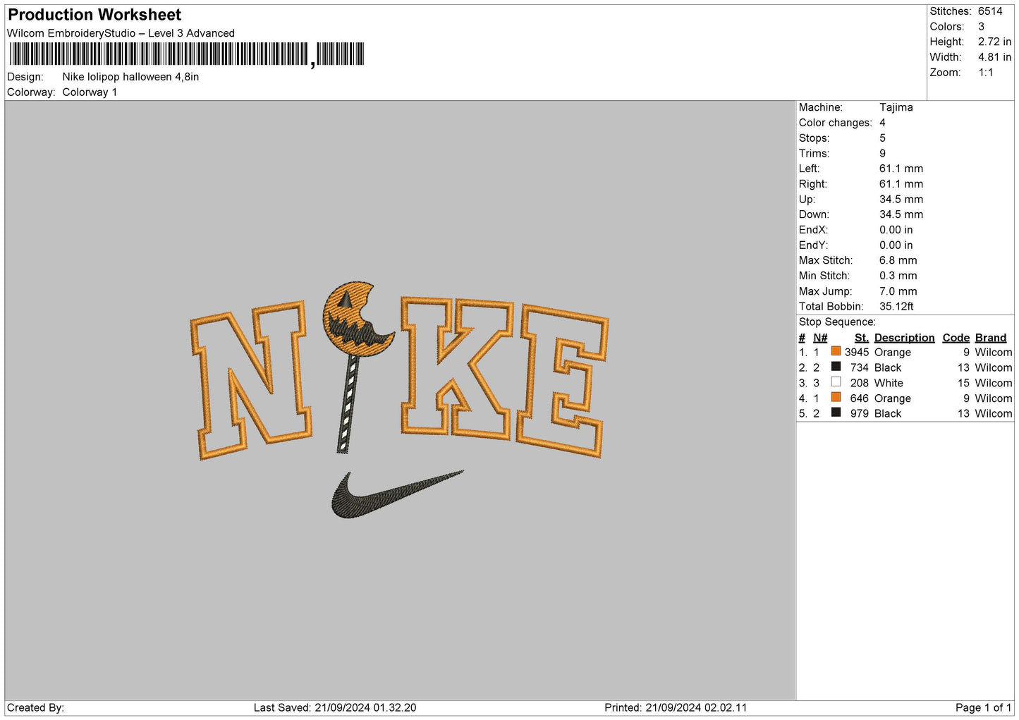 Nike Lollipop Embroidery File 6 sizes