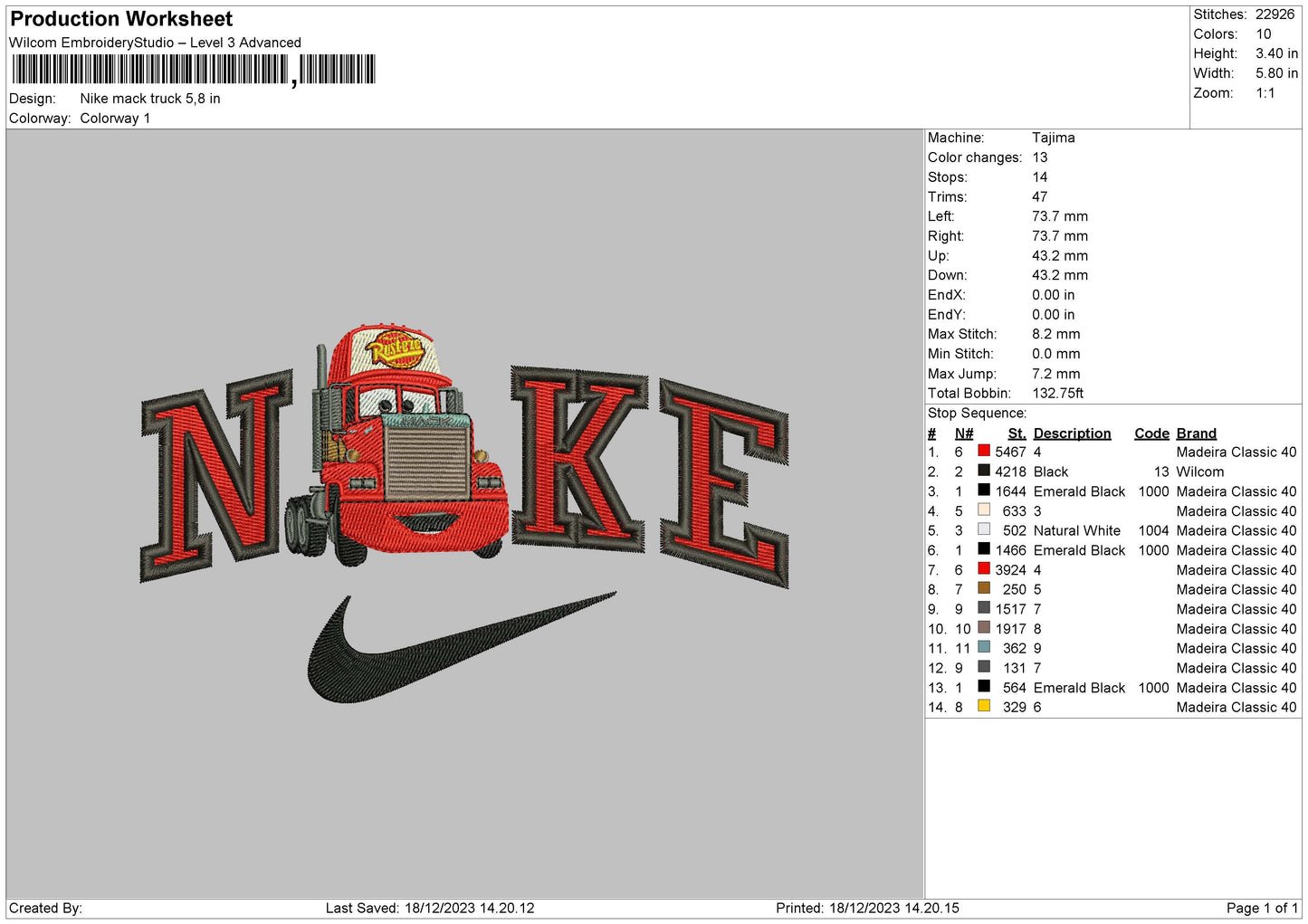 Nike Mack Embroidery File 6 sizes