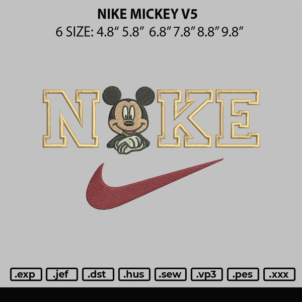 Nike Mickey V5 Embroidery File 6 sizes