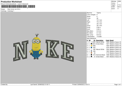 Nike Minion Embroidery File 6 sizes