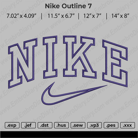 Nike outline 7 Embroidery