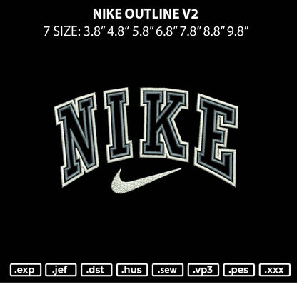 Nike Outline 2 Embroidery File 7 sizes