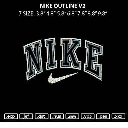 Nike Outline 2 Embroidery File 7 sizes