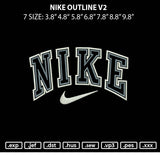Nike Outline 2 Embroidery File 7 sizes