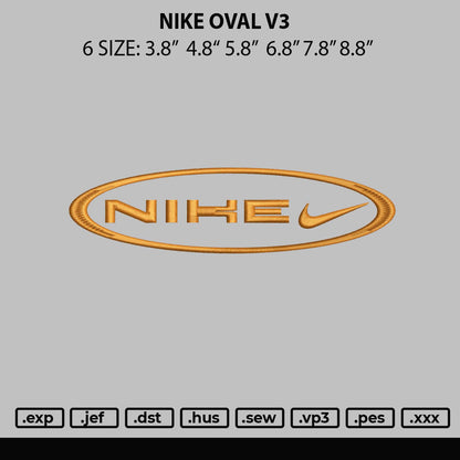 Nike Oval V3 Embroidery File 6 sizes