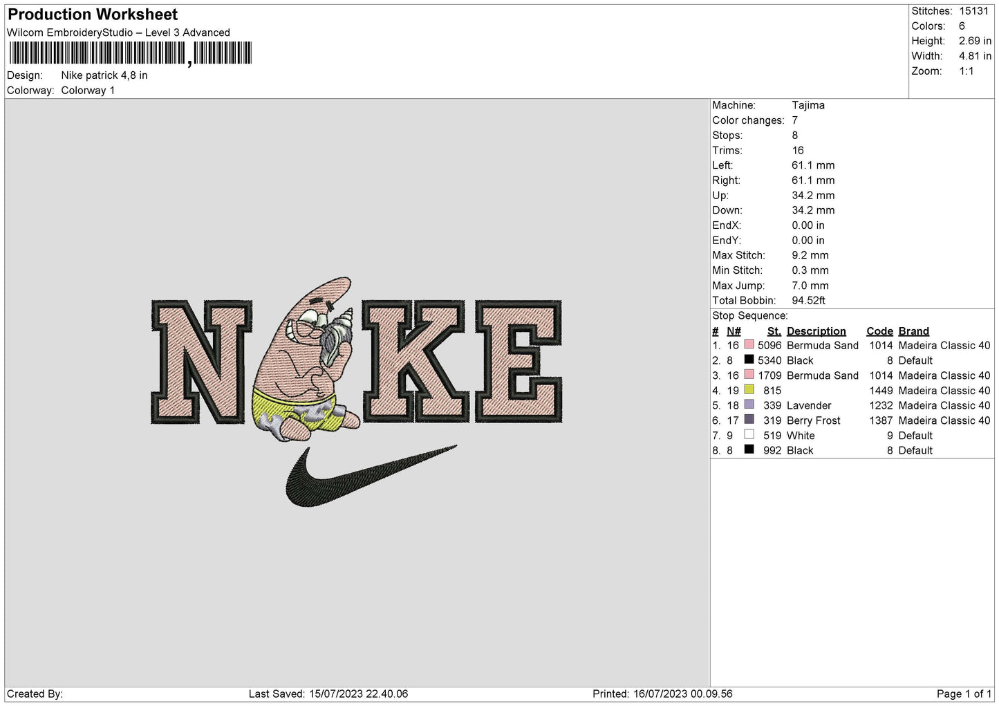 Nike Patrick Embroidery File 6 sizes