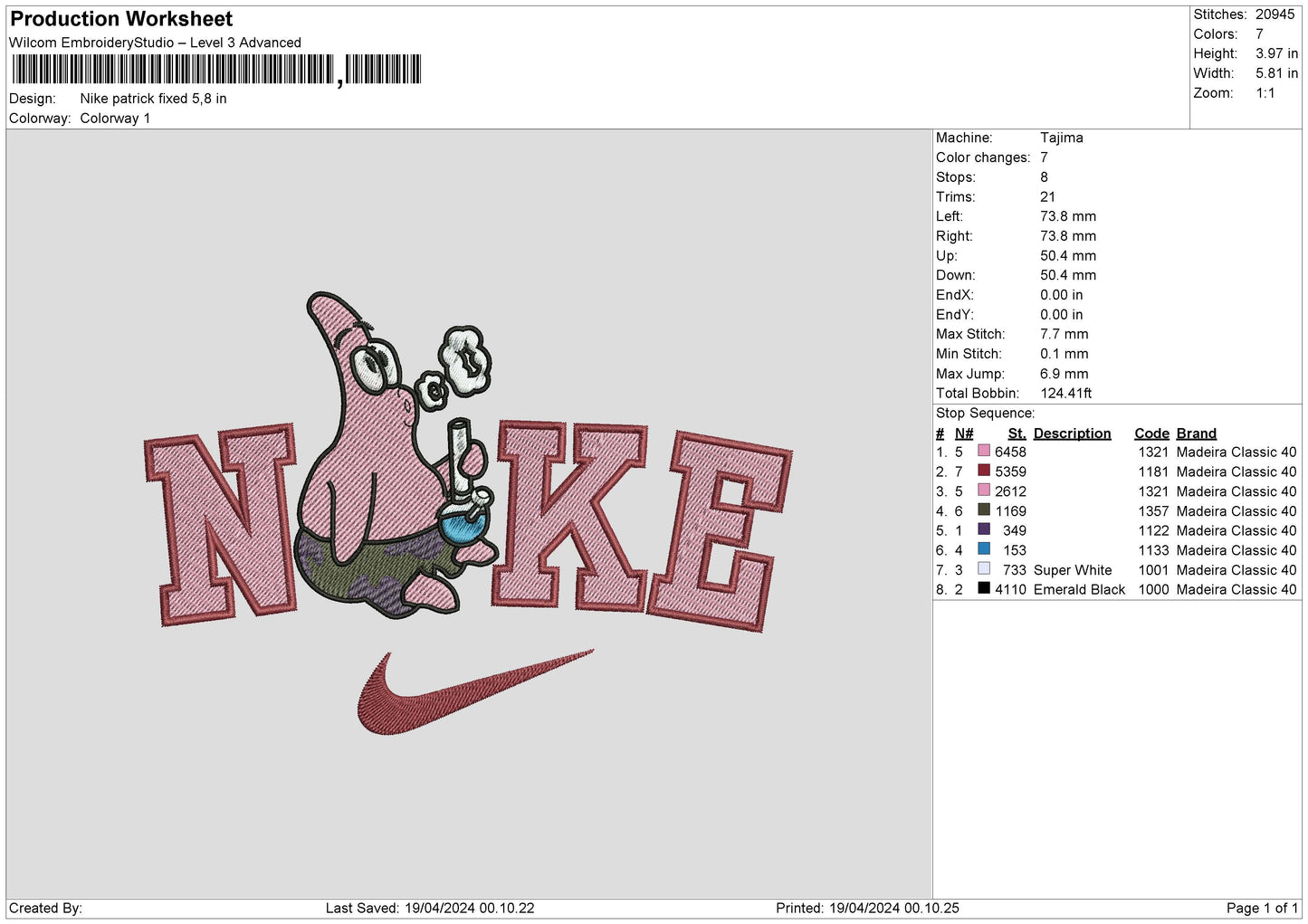 Nike Patrick Smoke Embroidery File 6 sizes