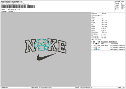 Nike Rabbit V4 Embroidery File 6 sizes