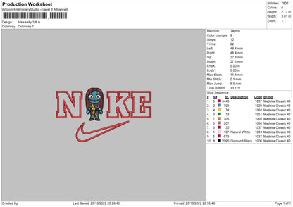 Nike Sally Chibi Embroidery File 6 sizes