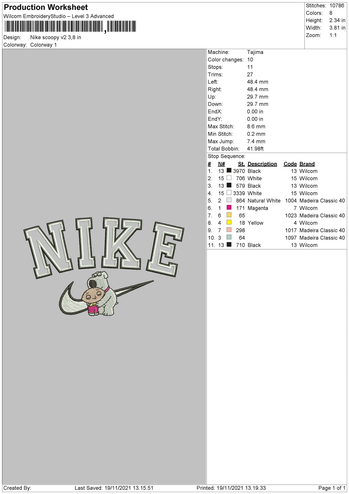 Nike Scoopy Embroidery File 4 size