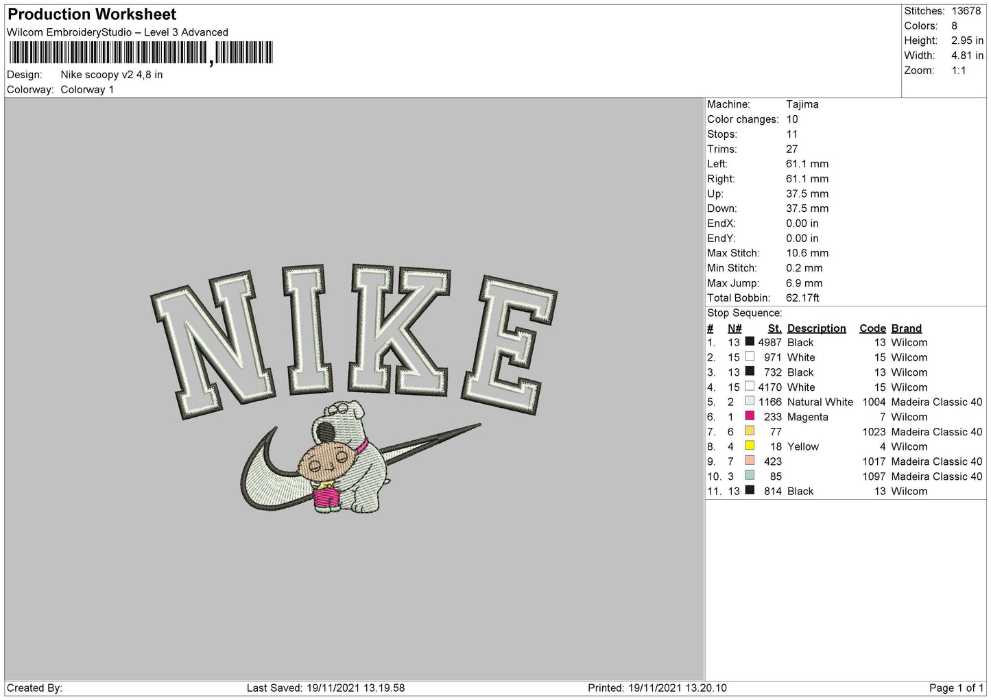 Nike Scoopy Embroidery File 4 size