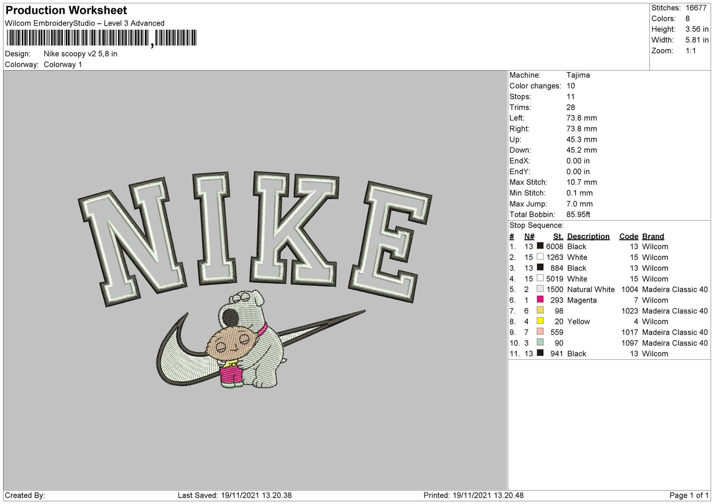 Nike Scoopy Embroidery File 4 size
