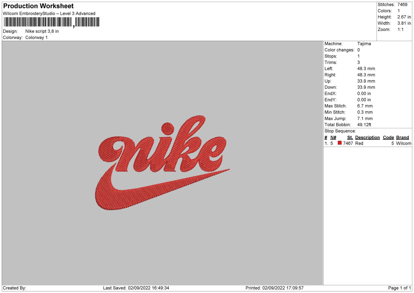 Nike Script 02 Embroidery File 5 sizes