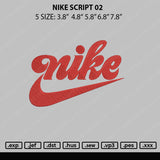 Nike Script 02 Embroidery File 5 sizes