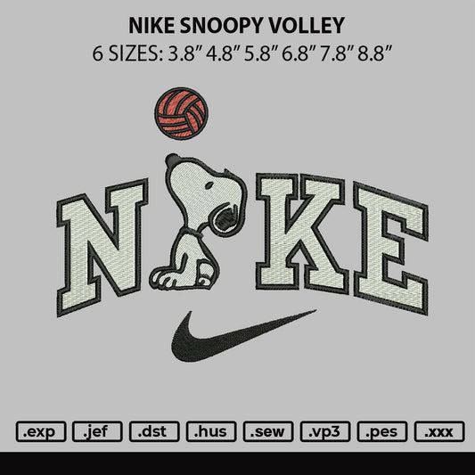Nike Snoopy Volley Embroidery File 6 sizes