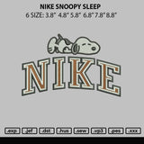 Nike Snoopy Sleep Embroidery File 6 sizes