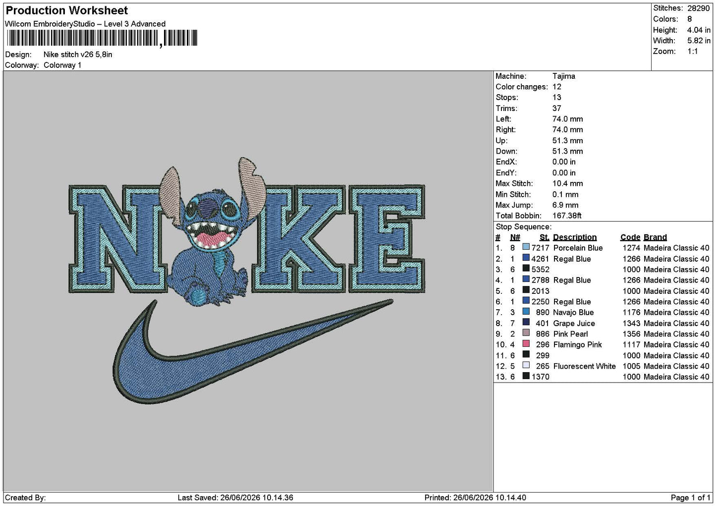 Nike Stitch V2606 Embroidery Machine Design File 6 sizes