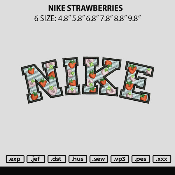 Nike Strawberries Embroidery File 6 sizes