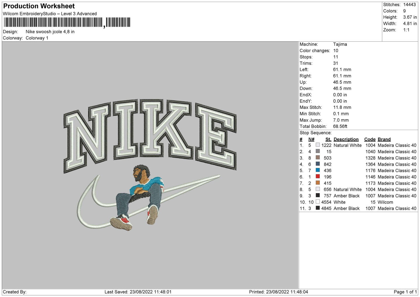 Nike Swoosh Jcole Embroidery File 5 sizes