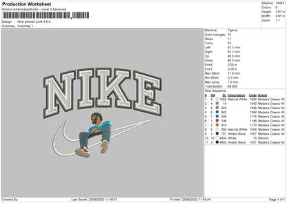 Nike Swoosh Jcole Embroidery File 5 sizes