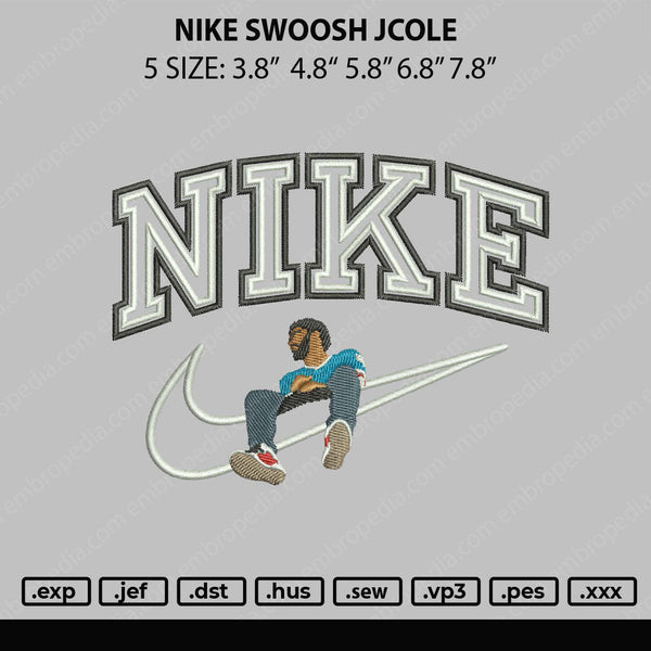 Nike Swoosh Jcole Embroidery File 5 sizes