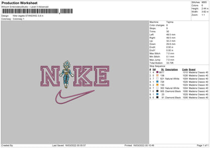 Nike Vegeta Standing Embroidery File 4 size