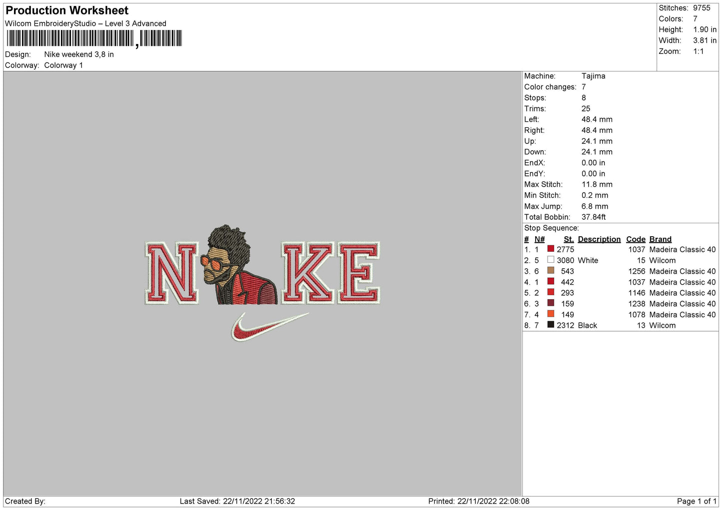 Nike Weekend Embroidery File 6 sizes