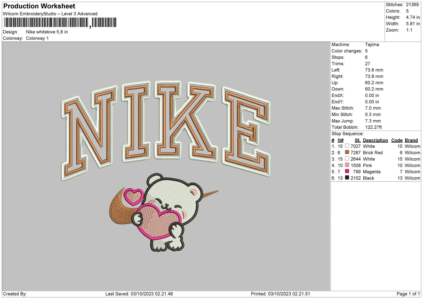 Nike Lovewhite Embroidery File 6 sizes