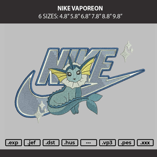 Nike Vaporeon Embroidery Machine Design File 6 sizes