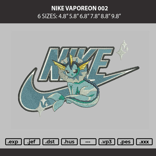 Nike Vaporeon 002 Embroidery Machine Design File 6 sizes