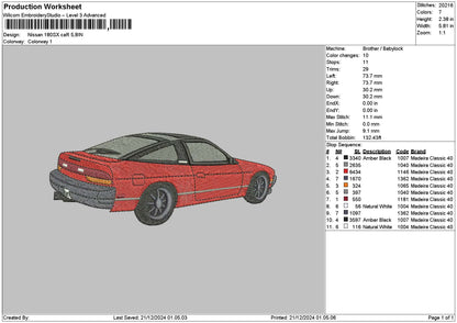 Red Car 2112 Embroidery File 6 sizes