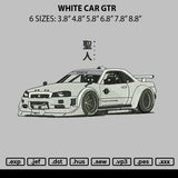 White Car Gtr Embroidery File 6 sizes