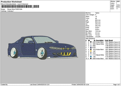 Blue Navy Car 2304 Embroidery File 6 sizes