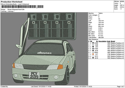 Car 1012 Embroidery File 6 sizes