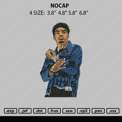 No Cap Embroidery File 4 size