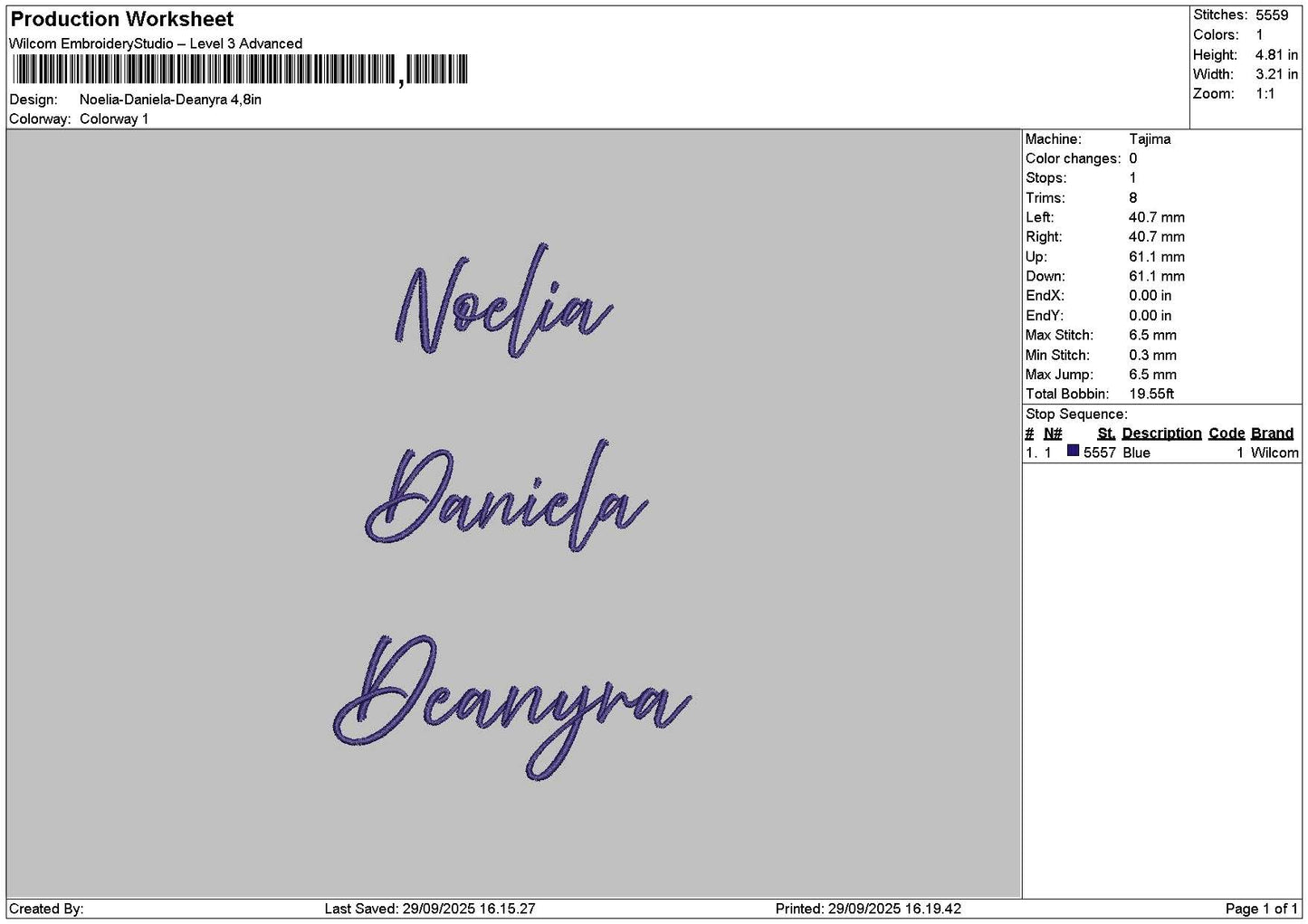 Noeliatext Embroidery File 6 sizes