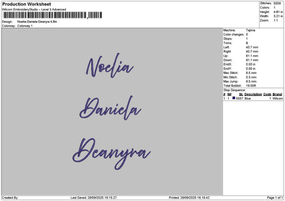 Noeliatext Embroidery File 6 sizes