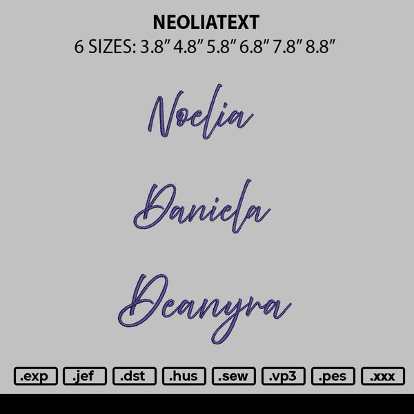 Noeliatext Embroidery File 6 sizes