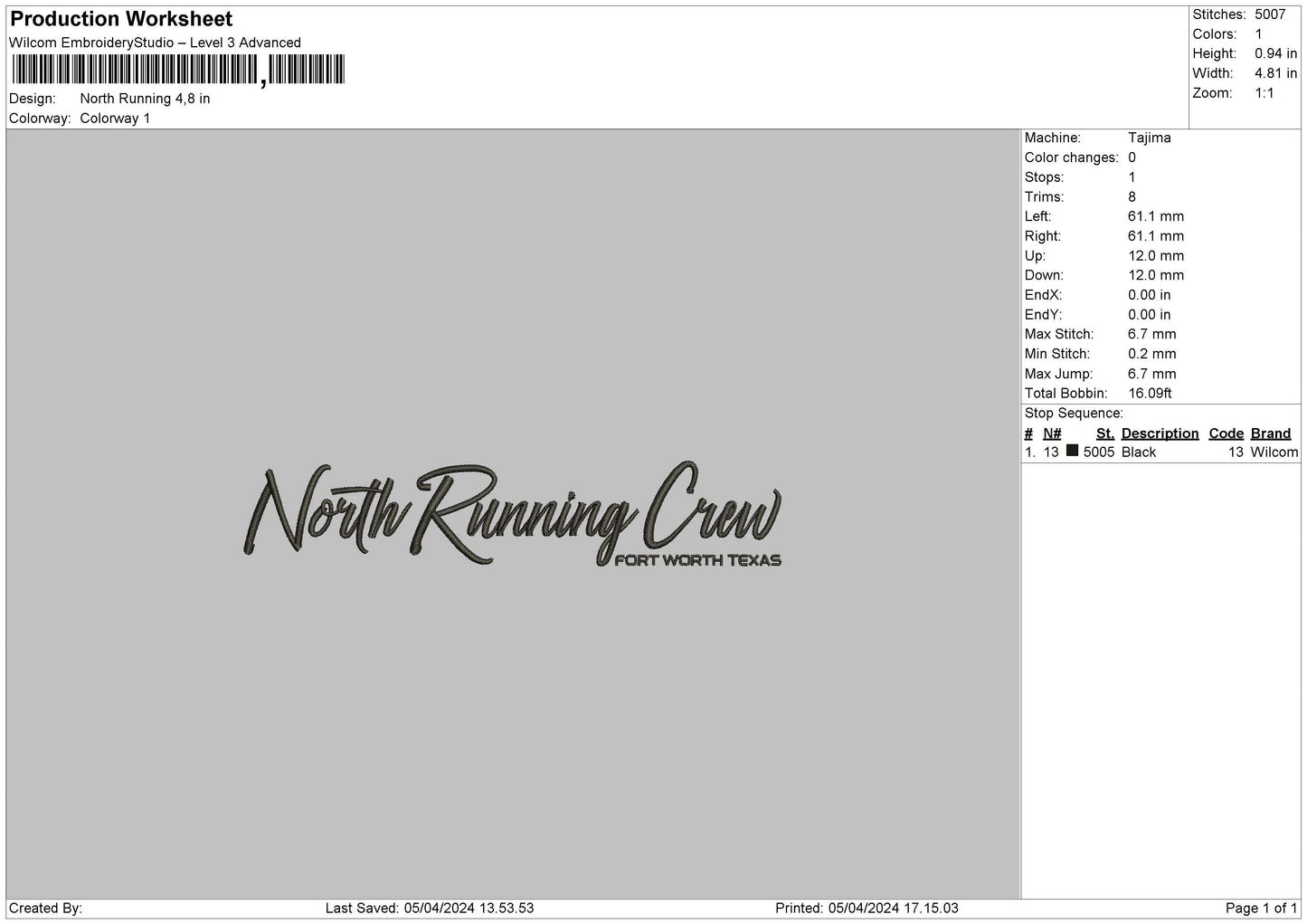 Running Text Embroidery File 6 sizes