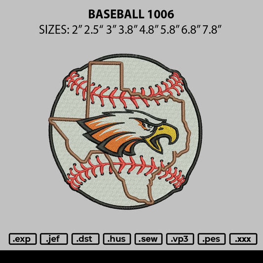 Baseball 1006 Embroidery File 6 sizes