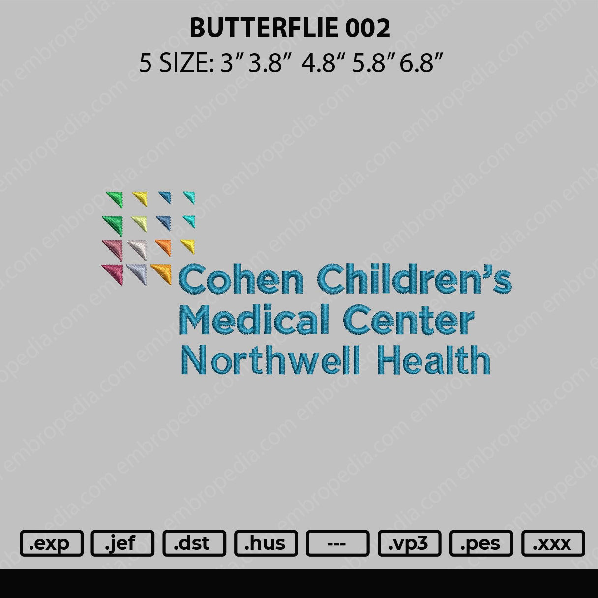 Northwell Health Embroidery File 5 sizes