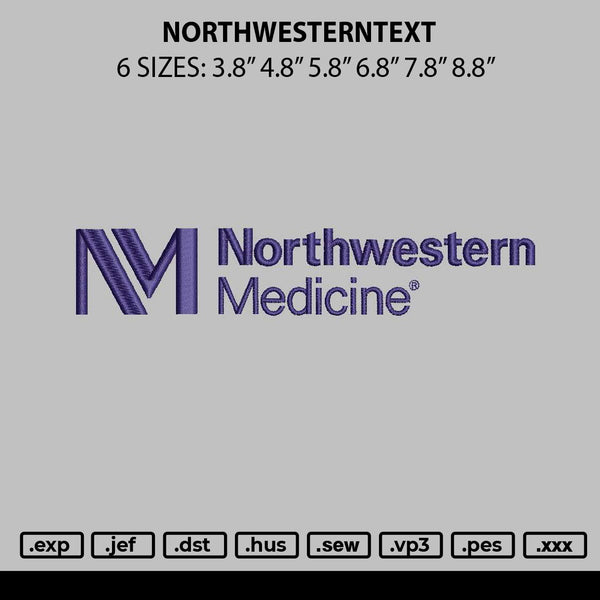 Northwesterntext Embroidery File 6 sizes