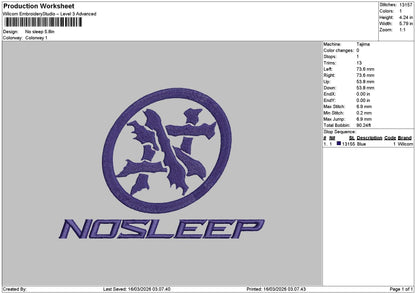 Sleeptext Embroidery File 6 sizes