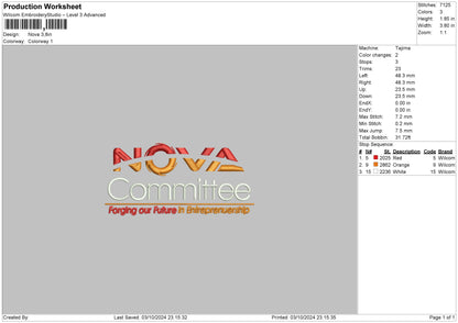 Novatext Embroidery File 6 sizes