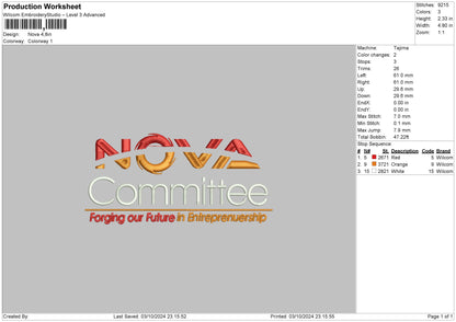 Novatext Embroidery File 6 sizes