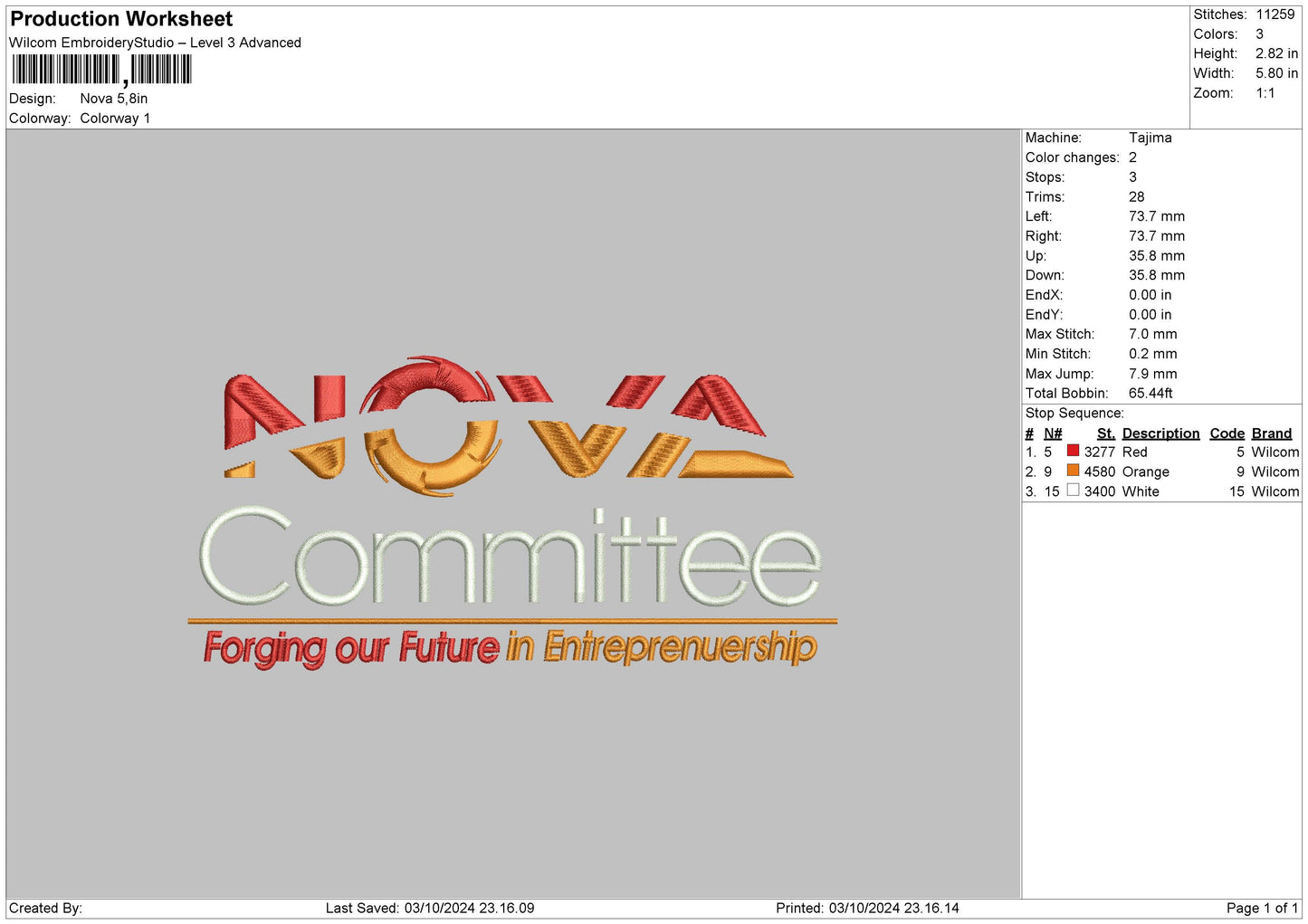 Novatext Embroidery File 6 sizes