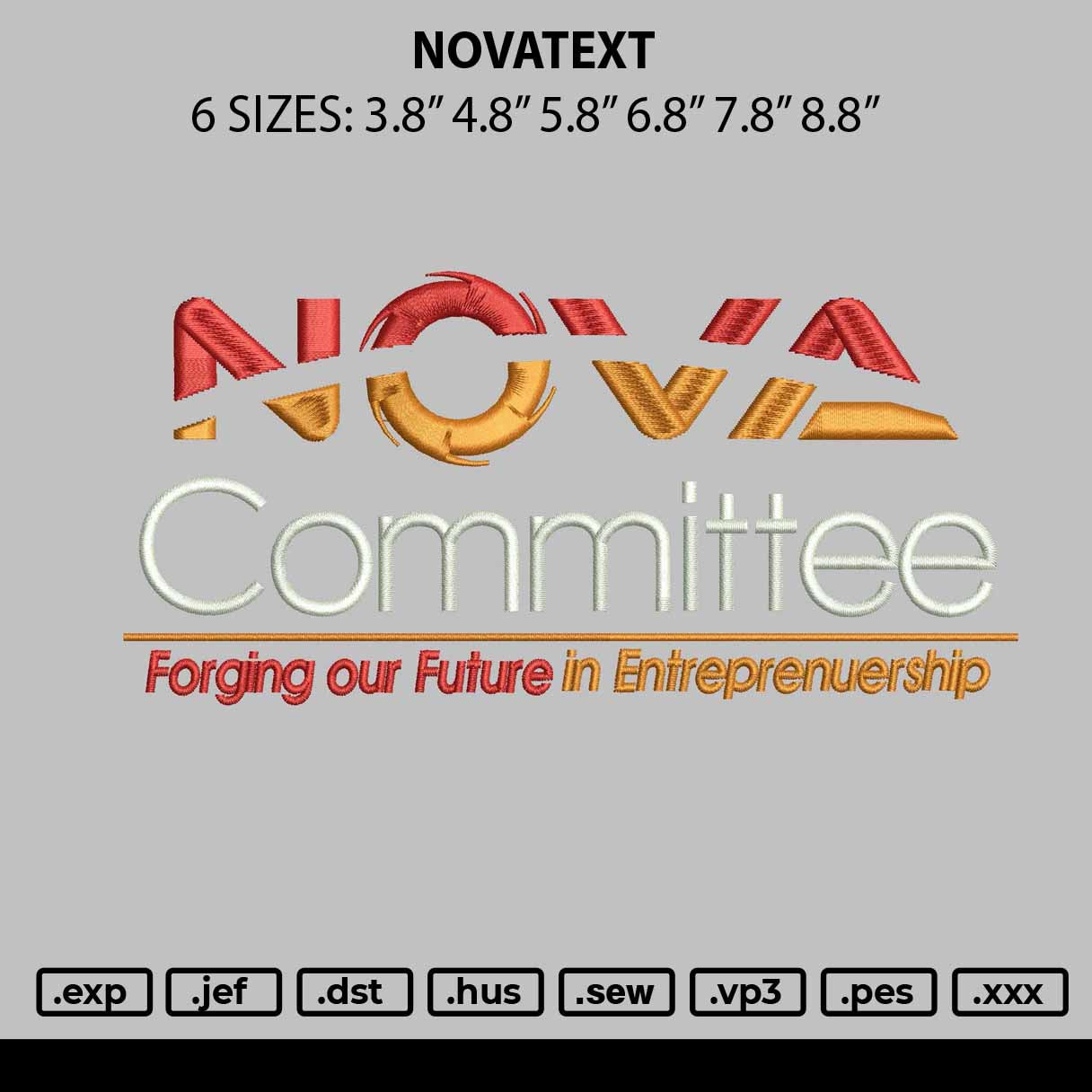 Novatext Embroidery File 6 sizes
